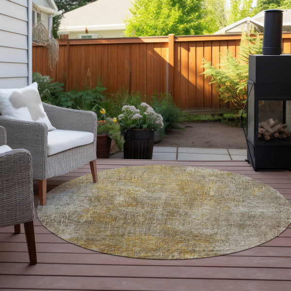 Homeroots 3' Beige Taupe And Ivory Abstract Washable Area Rug For Indoor And Outdoor Spaces, Stylish & Durable 8' Round Polyester 577639