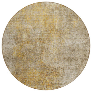 HomeRoots 5' Abstract Beige, Taupe, and Ivory Washable Area Rug for Indoor and Outdoor High-Traffic Spaces 8' Round 577639