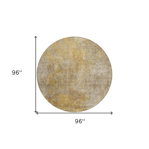 Homeroots 3' Beige Taupe And Ivory Abstract Washable Area Rug For Indoor And Outdoor Spaces, Stylish & Durable 8' Round Polyester 577639