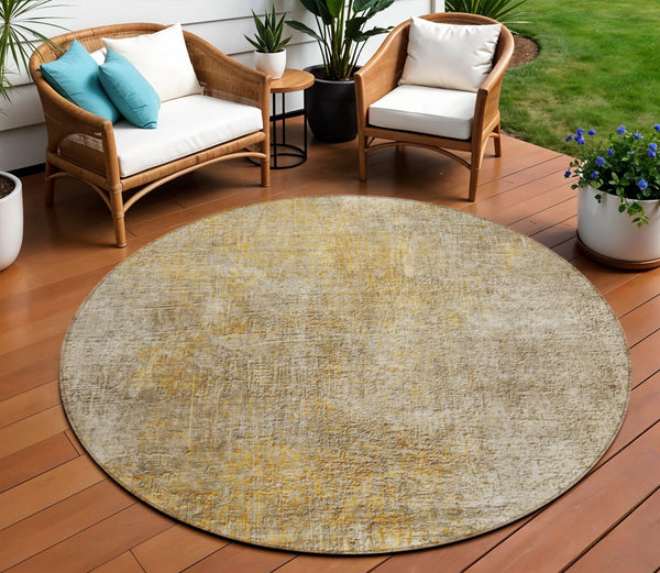 Homeroots 3' Beige Taupe And Ivory Abstract Washable Area Rug For Indoor And Outdoor Spaces, Stylish & Durable 8' Round Polyester 577639