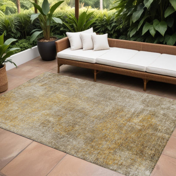 Homeroots 3' Beige Taupe And Ivory Abstract Washable Area Rug For Indoor And Outdoor Spaces, Stylish & Durable 9' X 12' Polyester 577641