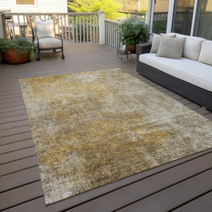 Homeroots 3' Beige Taupe And Ivory Abstract Washable Area Rug For Indoor And Outdoor Spaces, Stylish & Durable 10' X 14' Polyester 577642