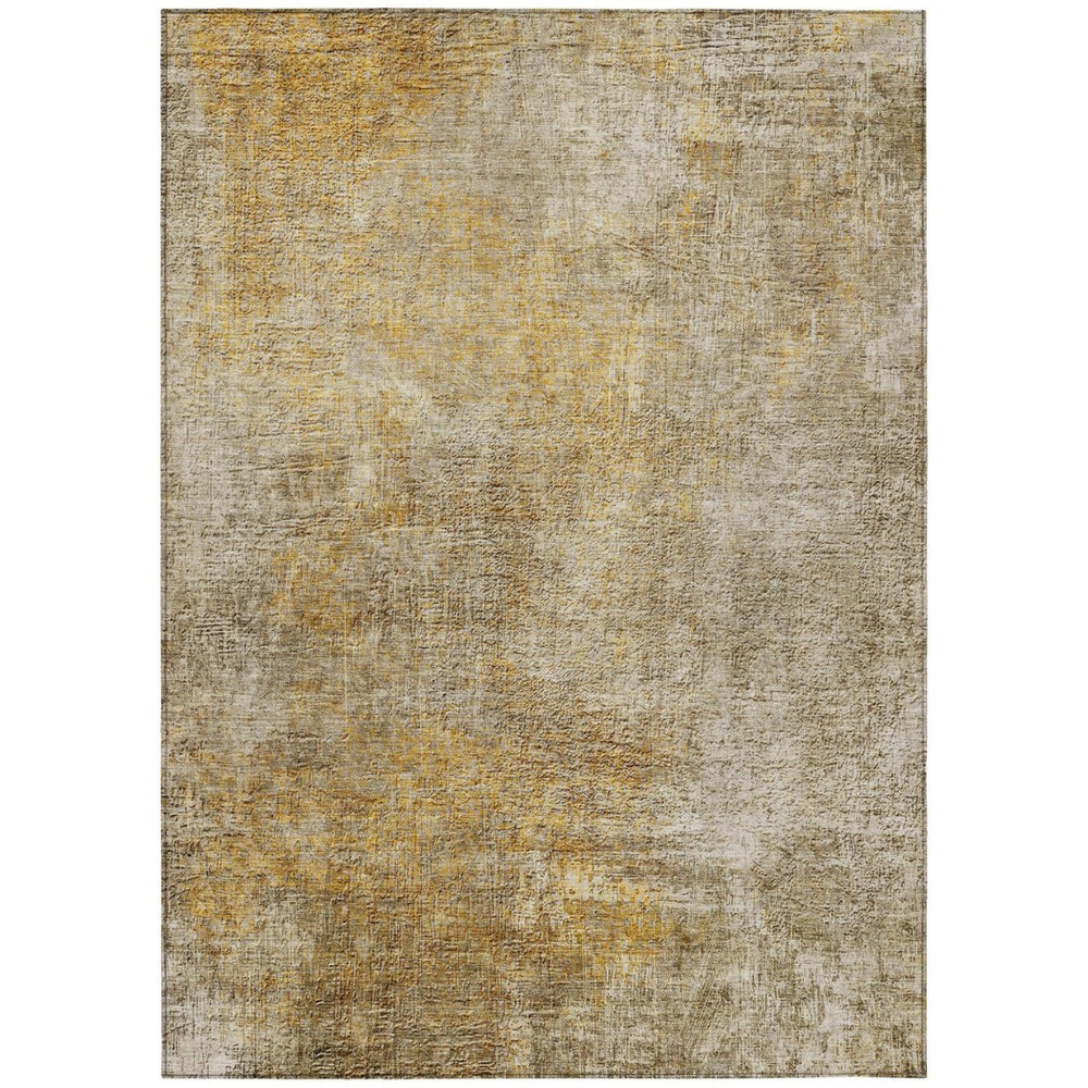 HomeRoots 5' Abstract Beige, Taupe, and Ivory Washable Area Rug for Indoor and Outdoor High-Traffic Spaces 10' X 14' 577642
