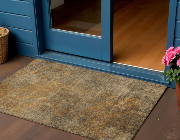 Homeroots 3' Beige Taupe And Ivory Abstract Washable Area Rug For Indoor And Outdoor Spaces, Stylish & Durable 3' X 5' Polyester 577643