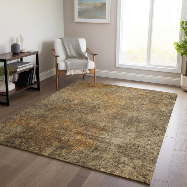 Homeroots 3' Beige Taupe And Ivory Abstract Washable Area Rug For Indoor And Outdoor Spaces, Stylish & Durable 5' X 8' Polyester 577644