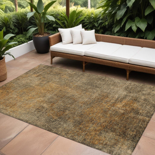 Homeroots 3' Beige Taupe And Ivory Abstract Washable Area Rug For Indoor And Outdoor Spaces, Stylish & Durable 10' X 14' Polyester 577648