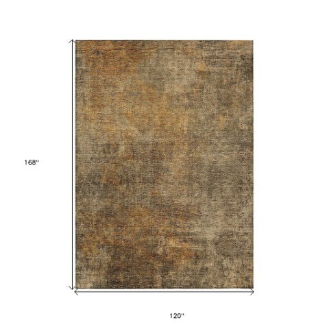 Homeroots 3' Beige Taupe And Ivory Abstract Washable Area Rug For Indoor And Outdoor Spaces, Stylish & Durable 10' X 14' Polyester 577648