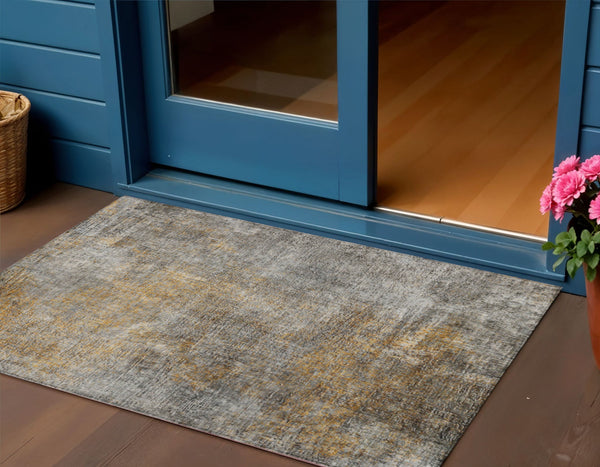 Homeroots 3' Beige Taupe And Ivory Abstract Washable Area Rug For Indoor And Outdoor Spaces, Stylish & Durable 3' X 5' Polyester 577649