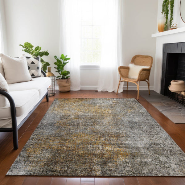 Homeroots 3' Beige Taupe And Ivory Abstract Washable Area Rug For Indoor And Outdoor Spaces, Stylish & Durable 8' X 10' Polyester 577652