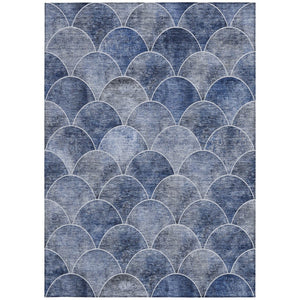 HomeRoots 9' Denim Blue and Gray Abstract Area Rug - Stylish, Washable, Indoor-Outdoor, Durable, Versatile Design 9' X 12' 577665