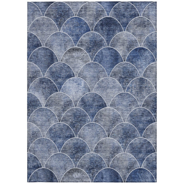HomeRoots 9' Denim Blue and Gray Abstract Area Rug - Stylish, Washable, Indoor-Outdoor, Durable, Versatile Design 9' X 12' 577665