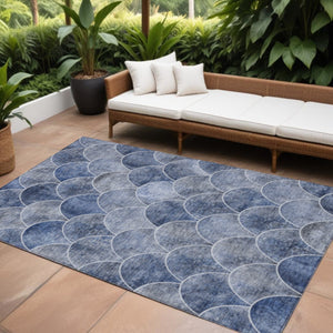 HomeRoots 9' Denim Blue and Gray Abstract Area Rug - Stylish, Washable, Indoor-Outdoor, Durable, Versatile Design 9' X 12' 577665