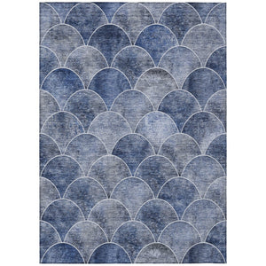 HomeRoots 9' Denim Blue and Gray Abstract Area Rug - Stylish, Washable, Indoor-Outdoor, Durable, Versatile Design 9' X 12' 577665