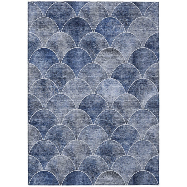 HomeRoots 9' Denim Blue and Gray Abstract Area Rug - Stylish, Washable, Indoor-Outdoor, Durable, Versatile Design 9' X 12' 577665