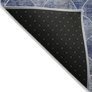 HomeRoots 9' Denim Blue and Gray Abstract Area Rug - Stylish, Washable, Indoor-Outdoor, Durable, Versatile Design 9' X 12' 577665