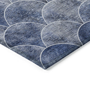 HomeRoots 9' Denim Blue and Gray Abstract Area Rug - Stylish, Washable, Indoor-Outdoor, Durable, Versatile Design 9' X 12' 577665