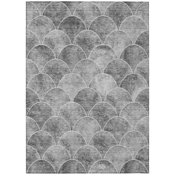 HomeRoots 5' Modern Abstract Gray Charcoal and Ivory Area Rug for Indoor/Outdoor Spaces - Easy Care Design 5' X 8' 577668