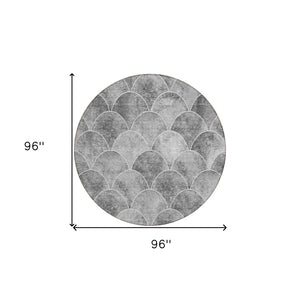 HomeRoots 5' Modern Abstract Gray Charcoal and Ivory Area Rug for Indoor/Outdoor Spaces - Easy Care Design 8' Round 577669