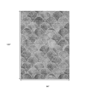 HomeRoots 5' Modern Abstract Gray Charcoal and Ivory Area Rug for Indoor/Outdoor Spaces - Easy Care Design 8' X 10' 577670