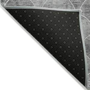 HomeRoots 9' Gray Charcoal and Ivory Abstract Washable Area Rug for Indoor and Outdoor Versatile Use 9' X 12' 577671