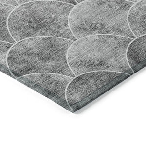 HomeRoots 5' Modern Abstract Gray Charcoal and Ivory Area Rug for Indoor/Outdoor Spaces - Easy Care Design 10' X 14' 577672