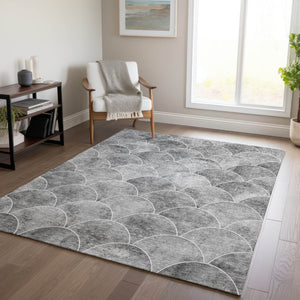 HomeRoots 5' Modern Abstract Gray Charcoal and Ivory Area Rug for Indoor/Outdoor Spaces - Easy Care Design 10' X 14' 577672