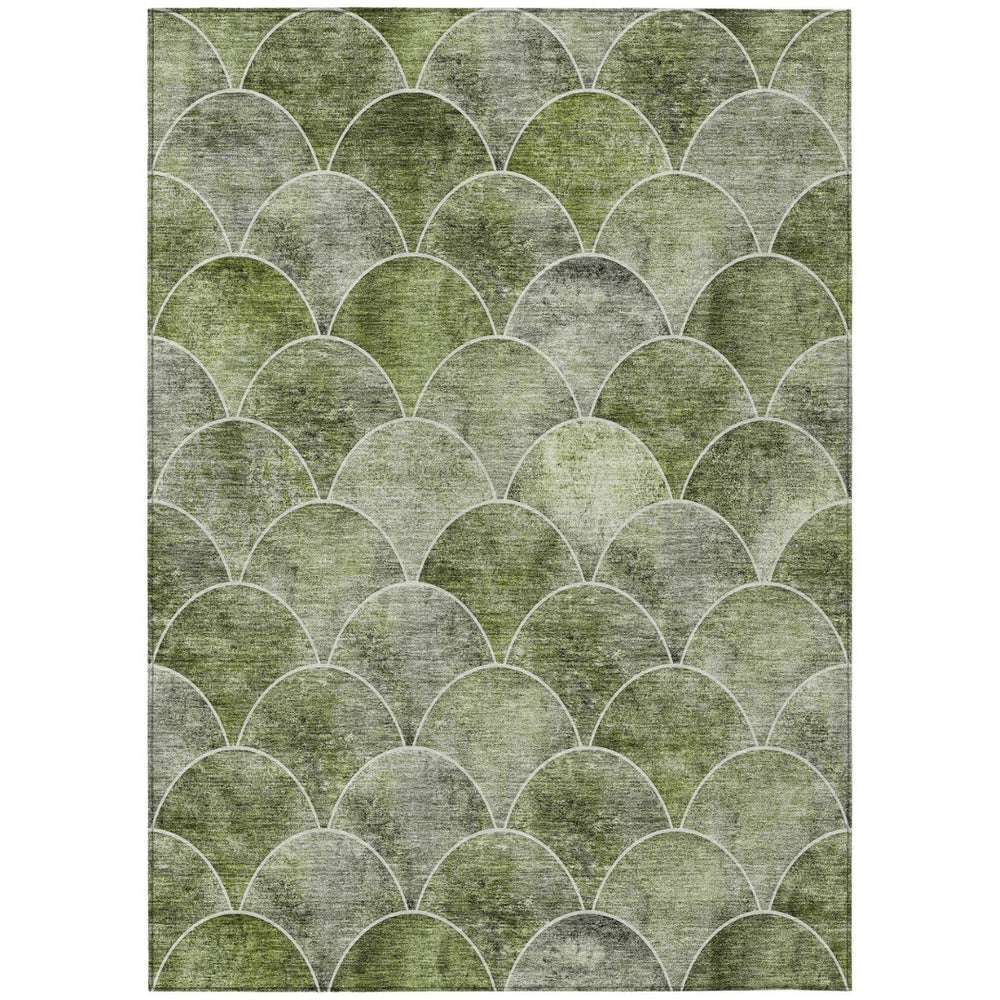 HomeRoots 5' Abstract Green and Ivory Indoor Outdoor Area Rug – Durable, Washable, Modern Design for Any Space 5' X 8' 577674