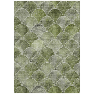 HomeRoots 5' Abstract Green and Ivory Indoor Outdoor Area Rug – Durable, Washable, Modern Design for Any Space 8' X 10' 577676