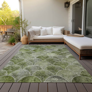 HomeRoots 5' Abstract Green and Ivory Indoor Outdoor Area Rug – Durable, Washable, Modern Design for Any Space 8' X 10' 577676