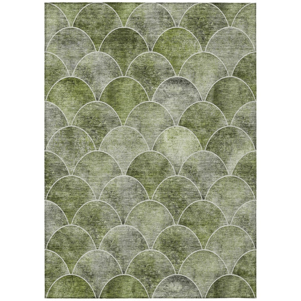 HomeRoots 5' Abstract Green and Ivory Indoor Outdoor Area Rug – Durable, Washable, Modern Design for Any Space 8' X 10' 577676