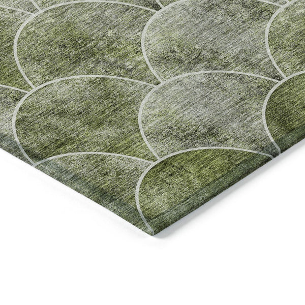 HomeRoots 5' Abstract Green and Ivory Indoor Outdoor Area Rug – Durable, Washable, Modern Design for Any Space 8' X 10' 577676
