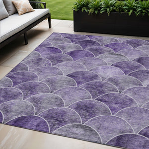 HomeRoots 5' Abstract Purple Lilac & Lavender Area Rug - Durable, Washable, Indoor/Outdoor, Modern Style 5' X 8' 577680
