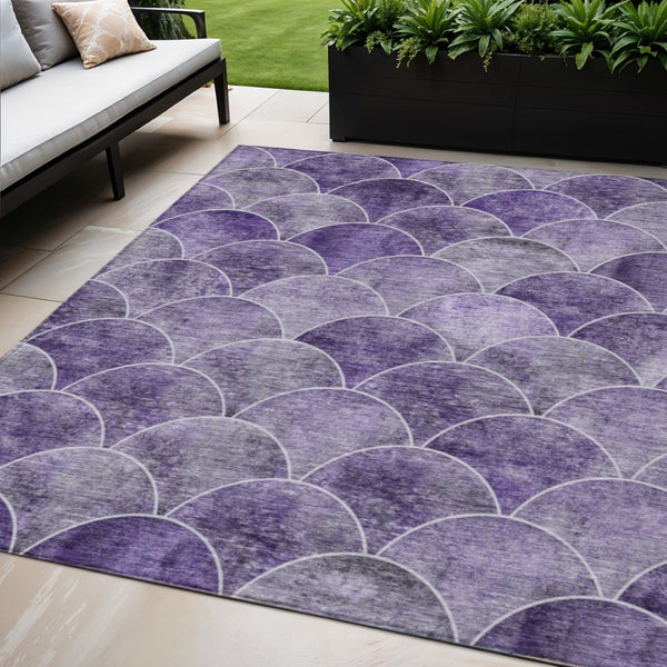 HomeRoots 5' Abstract Purple Lilac & Lavender Area Rug - Durable, Washable, Indoor/Outdoor, Modern Style 5' X 8' 577680
