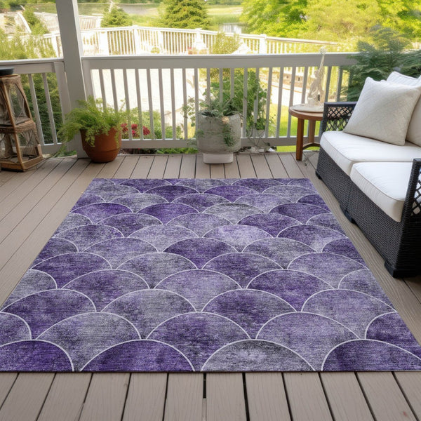 HomeRoots 5' Abstract Purple Lilac & Lavender Area Rug - Durable, Washable, Indoor/Outdoor, Modern Style 5' X 8' 577680