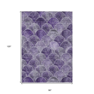 HomeRoots 5' Abstract Purple Lilac & Lavender Area Rug - Durable, Washable, Indoor/Outdoor, Modern Style 8' X 10' 577682