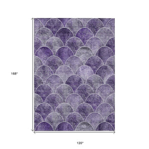 HomeRoots 5' Abstract Purple Lilac & Lavender Area Rug - Durable, Washable, Indoor/Outdoor, Modern Style 10' X 14' 577684