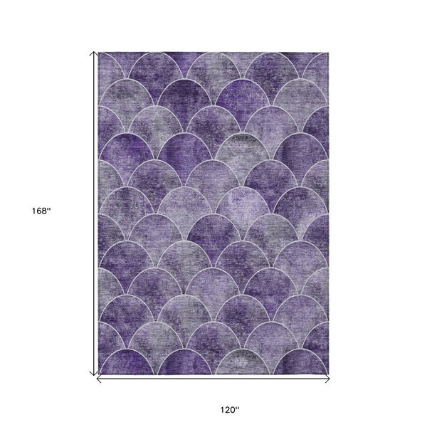 HomeRoots 5' Abstract Purple Lilac & Lavender Area Rug - Durable, Washable, Indoor/Outdoor, Modern Style 10' X 14' 577684