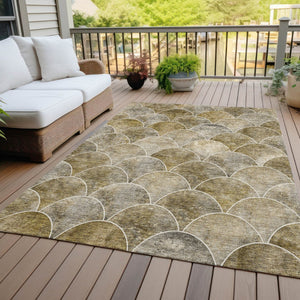 HomeRoots 5' Stylish Taupe Beige & Gray Abstract Washable Area Rug for Indoor/Outdoor Spaces, Easy Care 5' X 8' 577686