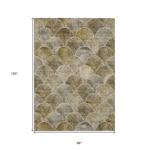 HomeRoots 5' Stylish Taupe Beige & Gray Abstract Washable Area Rug for Indoor/Outdoor Spaces, Easy Care 8' X 10' 577688