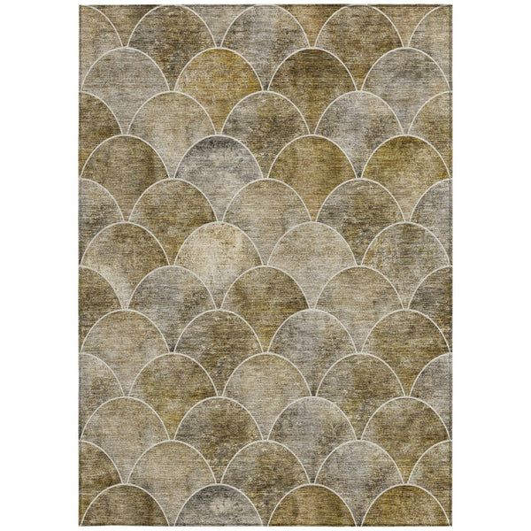 HomeRoots 9' Taupe Beige and Gray Abstract Washable Area Rug for Indoor and Outdoor Spaces – Durable & Stylish 9' X 12' 577689