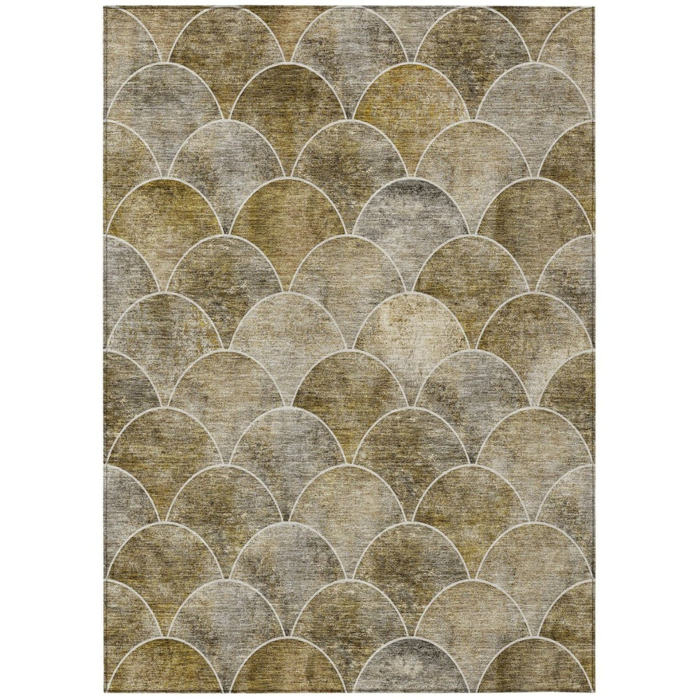 HomeRoots 9' Taupe Beige and Gray Abstract Washable Area Rug for Indoor and Outdoor Spaces – Durable & Stylish 9' X 12' 577689