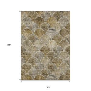 HomeRoots 9' Taupe Beige and Gray Abstract Washable Area Rug for Indoor and Outdoor Spaces – Durable & Stylish 9' X 12' 577689