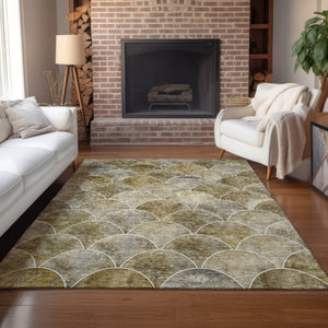 HomeRoots 5' Stylish Taupe Beige & Gray Abstract Washable Area Rug for Indoor/Outdoor Spaces, Easy Care 10' X 14' 577690