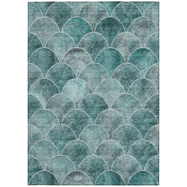 HomeRoots 9' Teal Blue Aqua and Gray Abstract Area Rug for Stylish Indoor and Outdoor Spaces, Washable Design 9' X 12' 577695