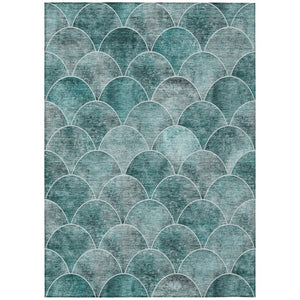 HomeRoots 9' Teal Blue Aqua and Gray Abstract Area Rug for Stylish Indoor and Outdoor Spaces, Washable Design 9' X 12' 577695
