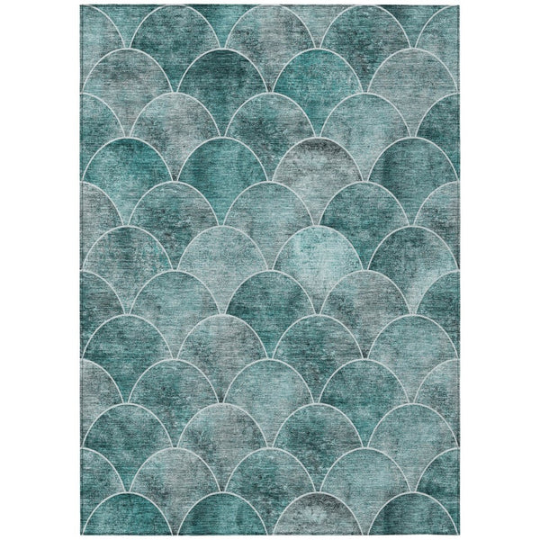 HomeRoots 9' Teal Blue Aqua and Gray Abstract Area Rug for Stylish Indoor and Outdoor Spaces, Washable Design 9' X 12' 577695