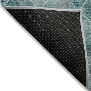 HomeRoots 9' Teal Blue Aqua and Gray Abstract Area Rug for Stylish Indoor and Outdoor Spaces, Washable Design 9' X 12' 577695