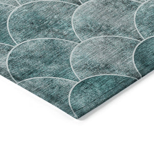 HomeRoots 9' Teal Blue Aqua and Gray Abstract Area Rug for Stylish Indoor and Outdoor Spaces, Washable Design 9' X 12' 577695