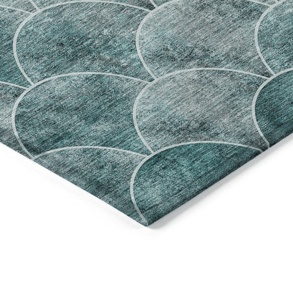 HomeRoots 9' Teal Blue Aqua and Gray Abstract Area Rug for Stylish Indoor and Outdoor Spaces, Washable Design 9' X 12' 577695