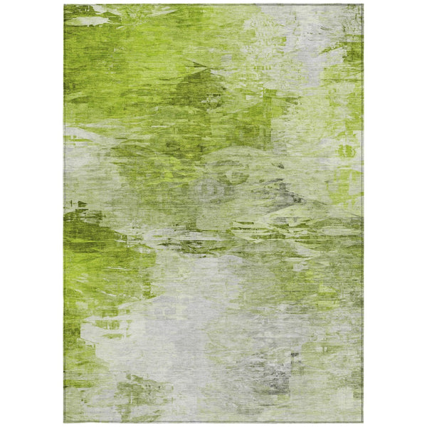 Homeroots 3' Abstract Artichoke Green And Lime Area Rug - Washable, Durable Design For Indoor & Outdoor Use 3' X 5' Polyester 577697